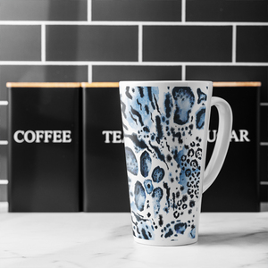 Blue Leopard Print Latte Mug