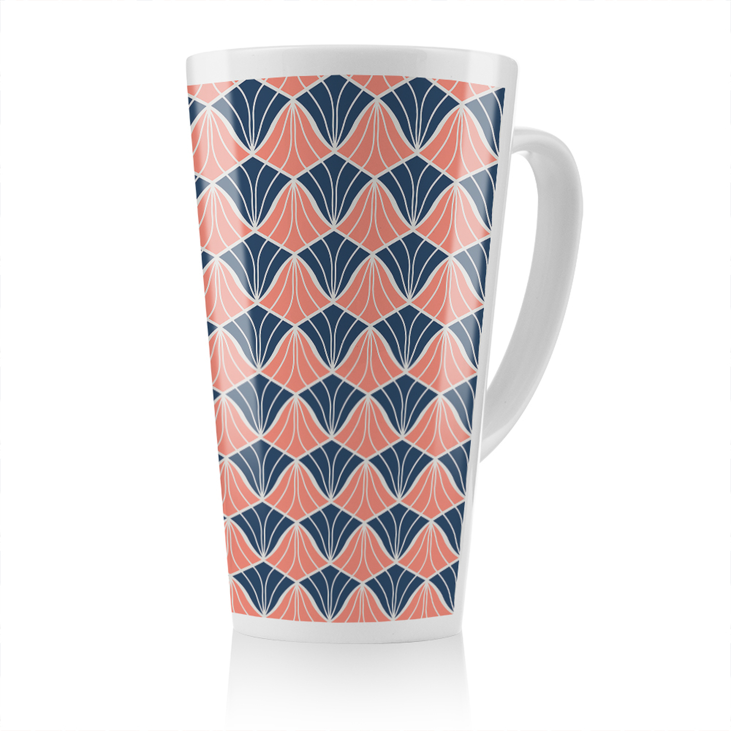 Navy Pink Geometric Shells Latte Mug