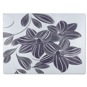 Orchids Glass Chopping Board-large