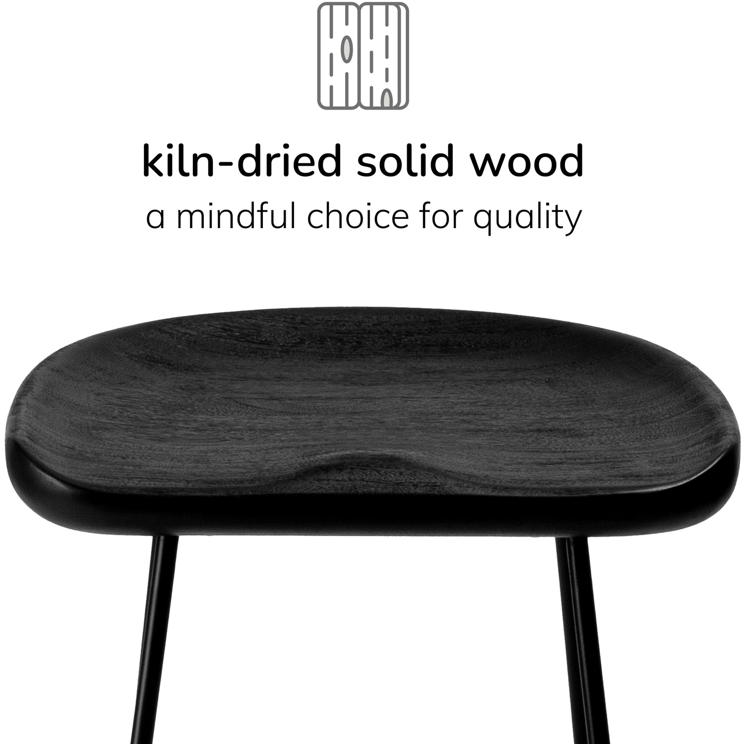 Ember Round Saddle Seat Solid Wood Counter Stool - Black 61cm