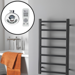 Alpine Thermostatic Electric Heated Towel Rail, Anthracite