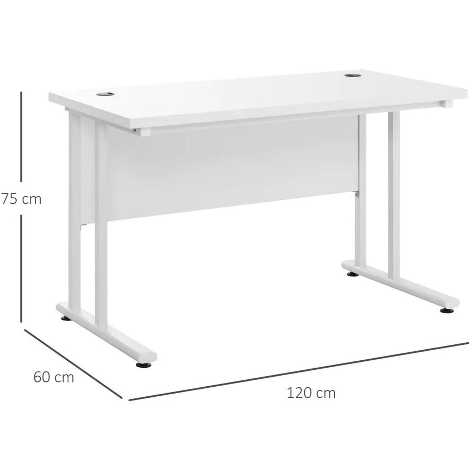 Computer Desk With Cable Hole - White