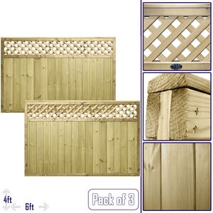 Premier Framed Tongue and Groove Garden Fence Panels with Diamond Trellis Top