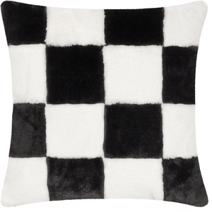 Cozee Check Faux Fur Feather Filled Cushion