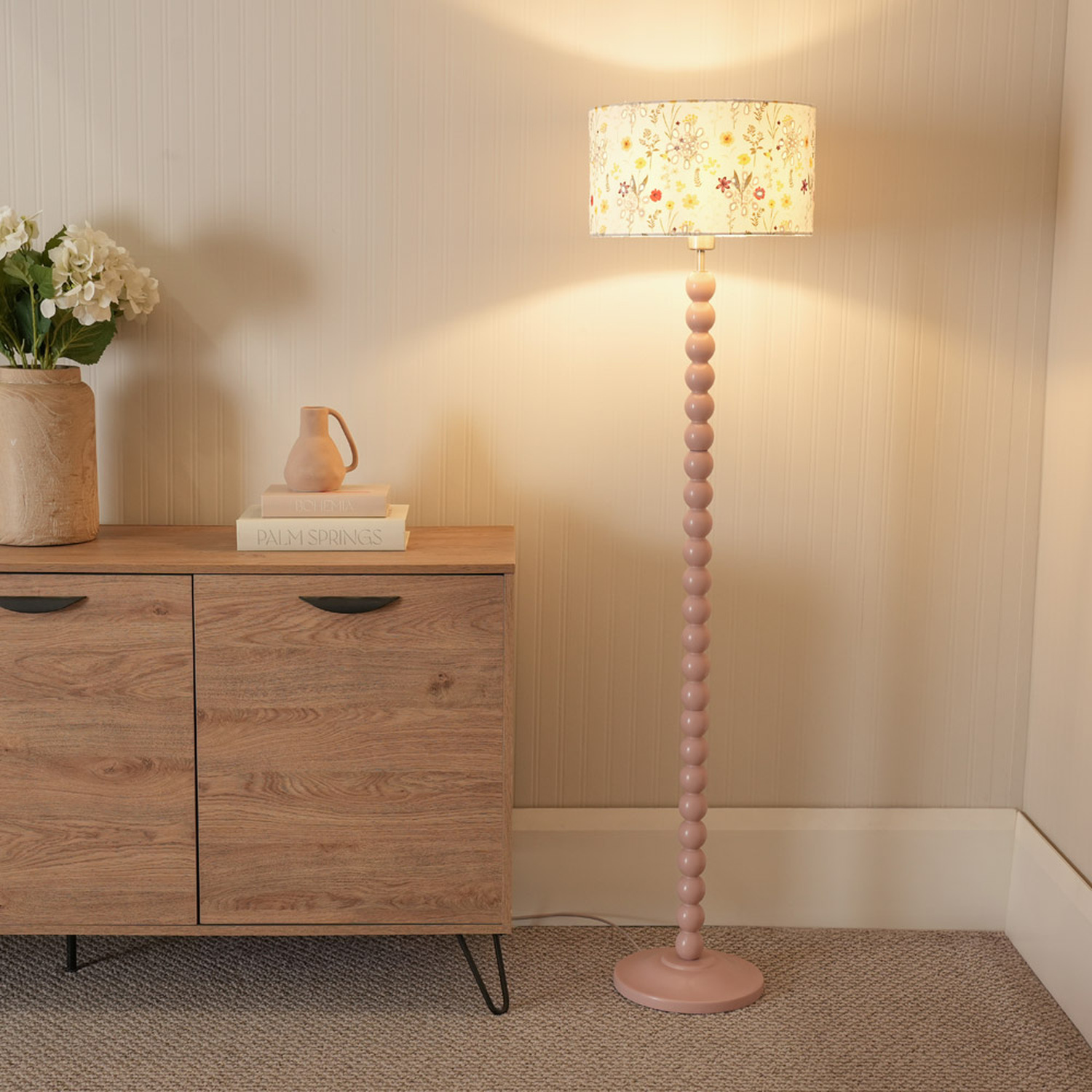 Image of Bobbins Floor Lamp with Floral Embroidered&hellip;