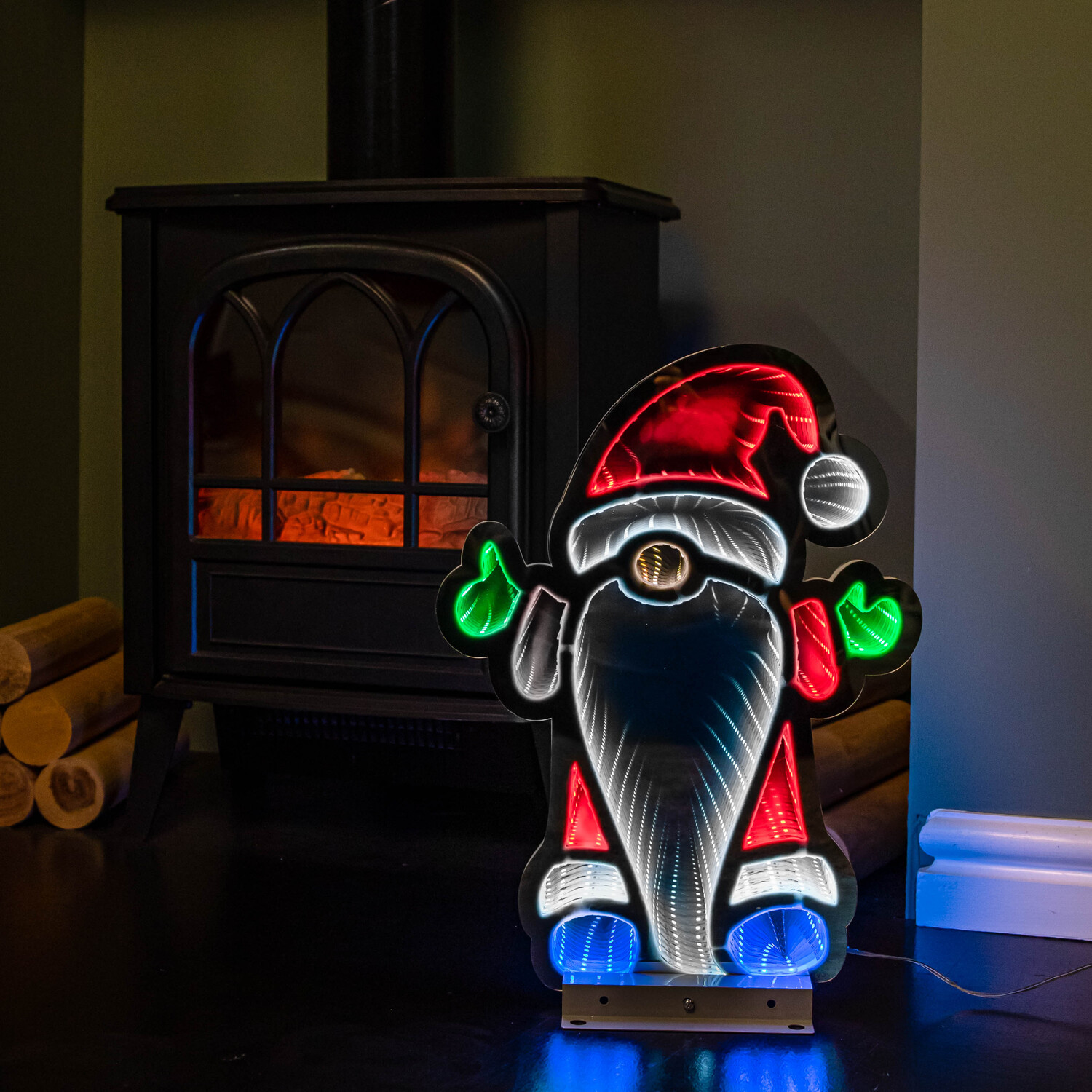 Infinity Christmas Santa with Metal Base and Multi-Coloured LEDs