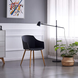 Black Single Eden Plastic Dining Chair with Padded Leather Cushions for Dining Room shot 6828718