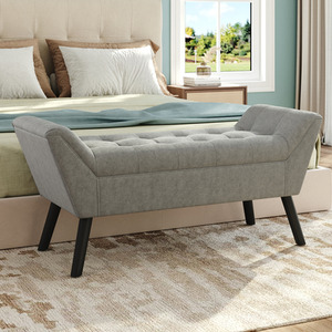 Velvet Buttoned Bench with Raised Arms