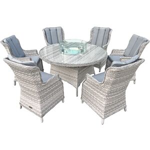 Knightsbridge XL Rattan 6 Seat Firepit Dining Set