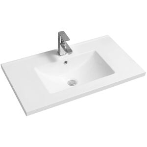 Ceramic 81cm Mid-Edge Inset Basin with Scooped Bowl