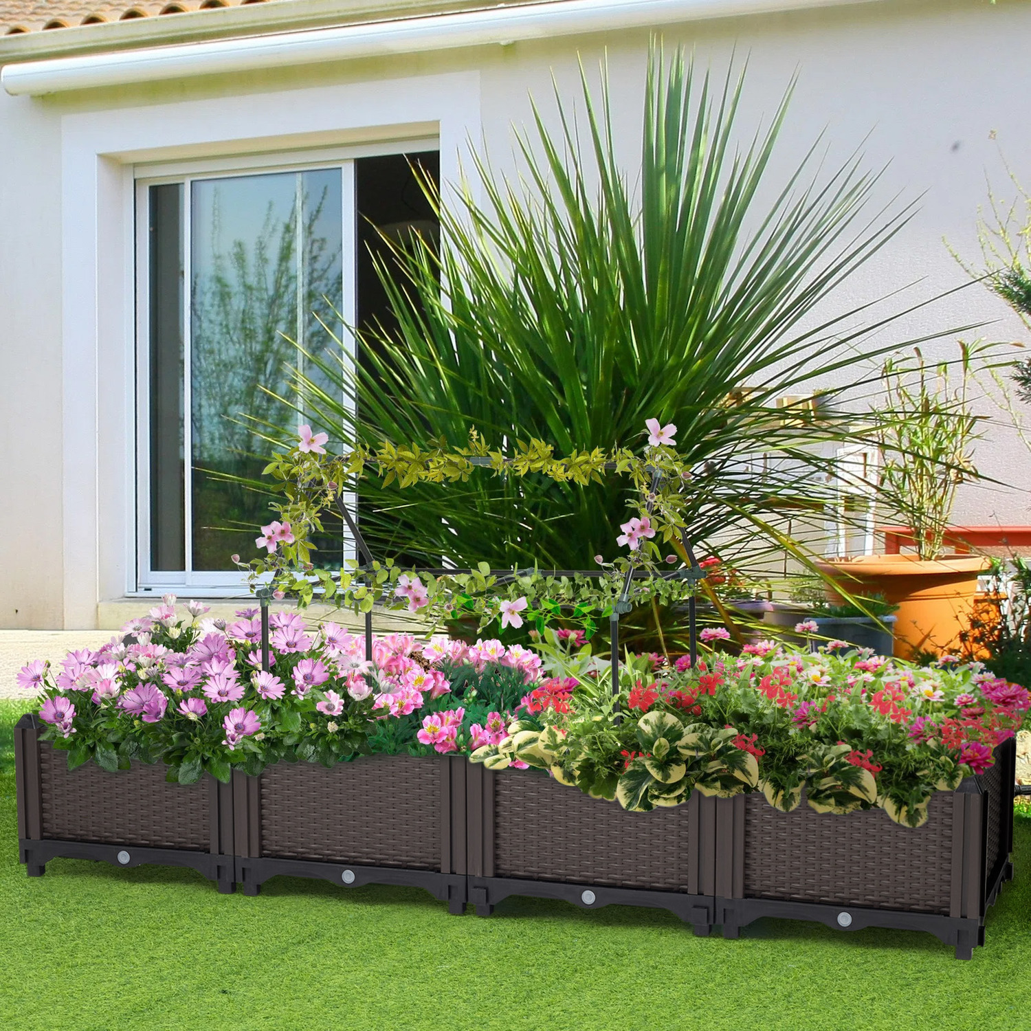 Modular Raised Rattan-Style Garden Planter