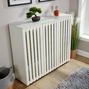 White Halden Shoe Storage 3 Door Slatted Front Cabinet Unit  shot 7647926