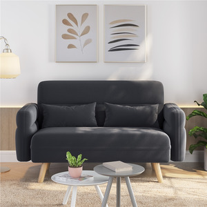 Yaheetech Small Fabric Loveseat Sofa with Pillows