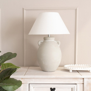 Daphne Stoneware Vase Table Lamp with Linen Tapered Shade