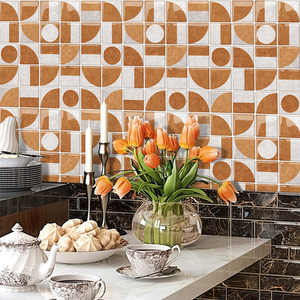 Livingandhome Set of 10 Retro Geometric Wall Tile Stickers