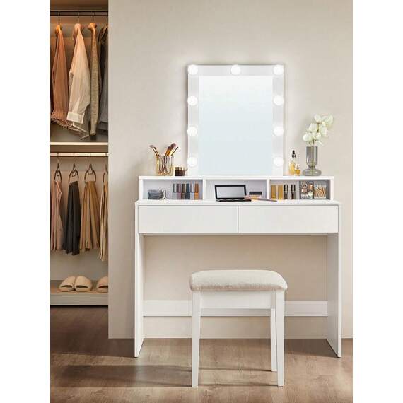 VASAGLE Modern Dressing Table with LED Lights