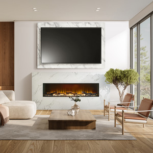 Bloc Pre-Built Fully Inset Media Wall Suite TV Board in White Marble E