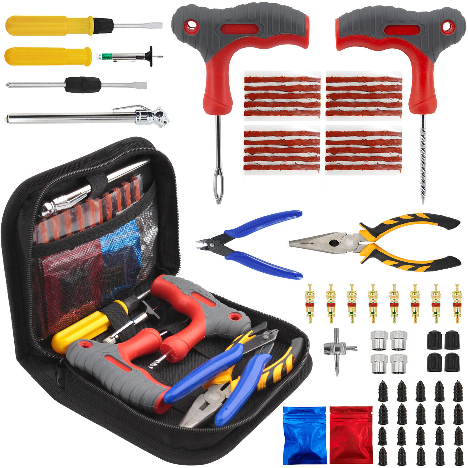 Puncture Kit Assembly 64 Piece Tubeless Tyre Puncture Repair Kit