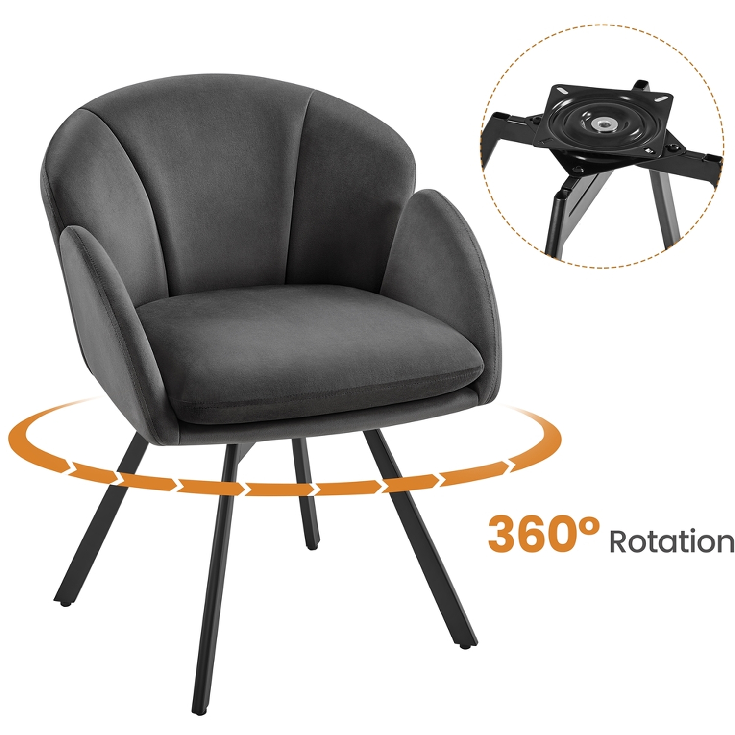 Yaheetech Vanity Chair Armchair With Swivel Seat - Dark Grey