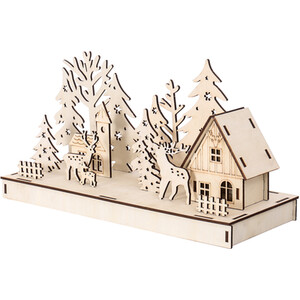 Wooden Christmas Holiday Scene