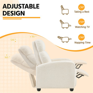 Ivory / Foam, Metal, Polyester, Boucle, Fabric Yaheetech Upholstered Armchair Recliner Chair shot 10324626