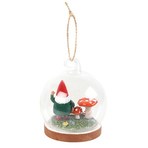 Enchanted Gnome Glass Dome Holiday Ornament