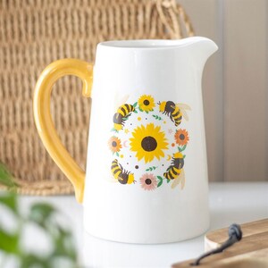 Summer Bee Sunflower Ceramic Flower Jug