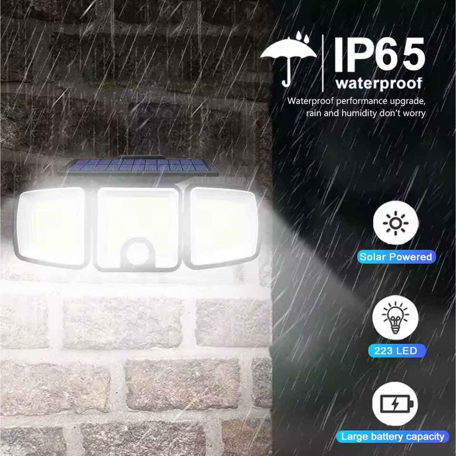 3 Head Solar Motion Sensor LED Outdoor Lights