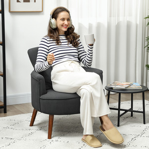 HOMCOM Upholstered Armchair with Lumbar Pillow and Thick Padded Seat