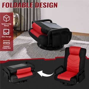 Red Yaheetech Floor Gaming Chair with Adjustable Backrest shot 11553794