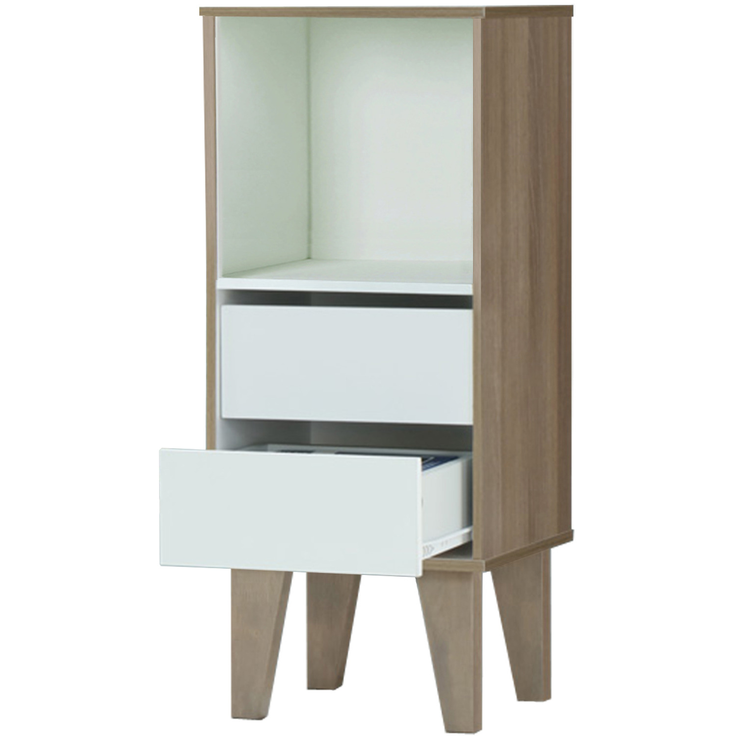 Ruby Bookcase With 2 Drawers In White Walnut - White Walnut
