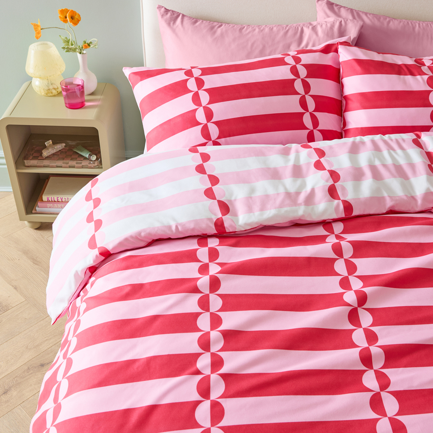 Lottie Reversible Soft Touch Duvet Cover Set - Red Double