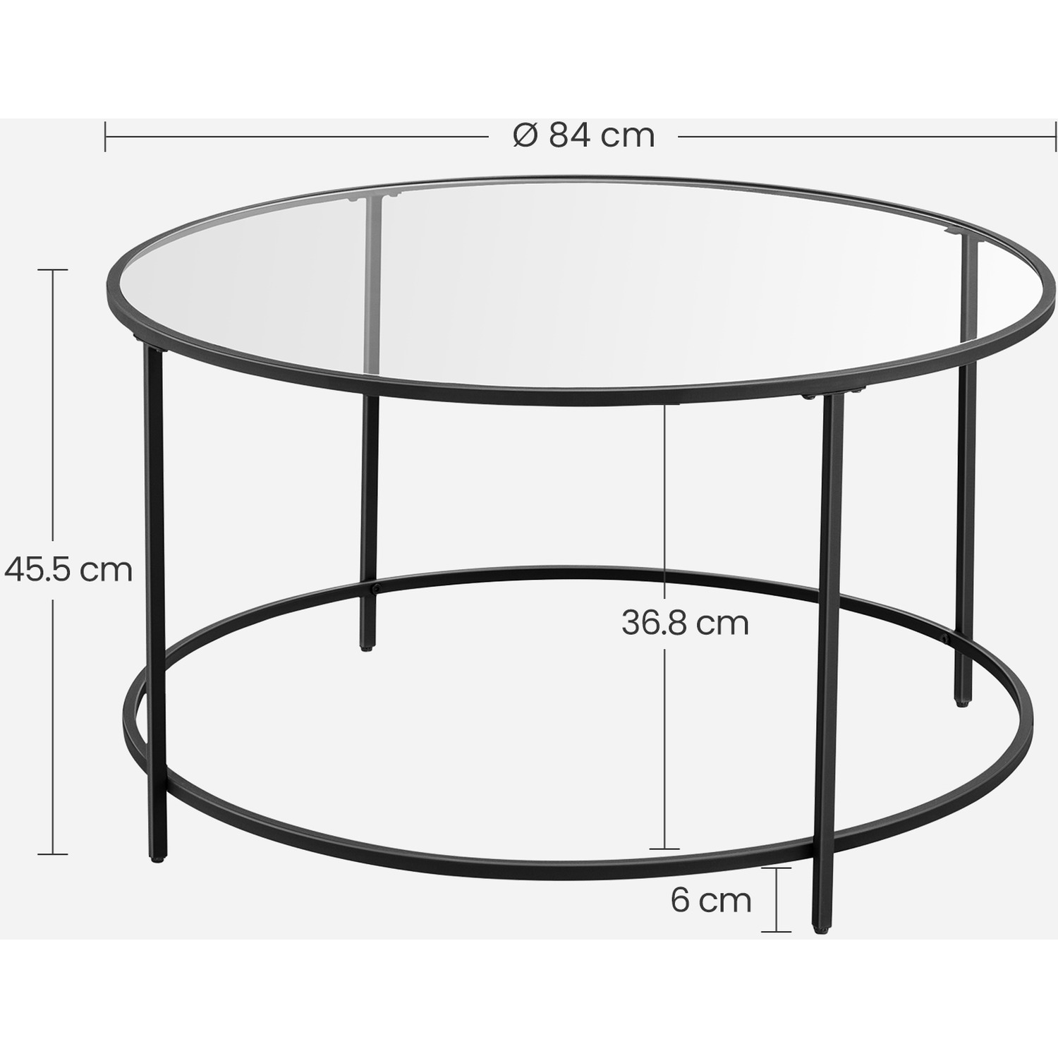 Modern Round Glass Coffee Table With Storage - White Iron