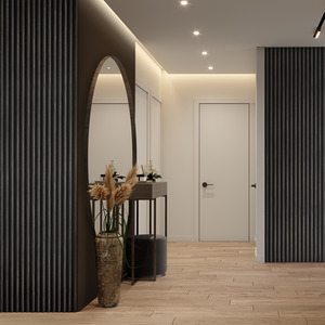 Fuse Acoustic Wooden Reeded Wall Panel in Charcoal Oak, 2.4m x 0.6m