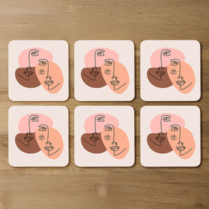 Modern contemporary minimalist woman portrait Designer Coaster Set