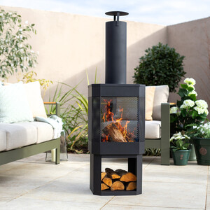 Perforated Chimenea with Log Store