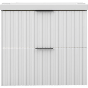 600mm White Bathroom Vanity Unit with Resin Sink 2 Drawers