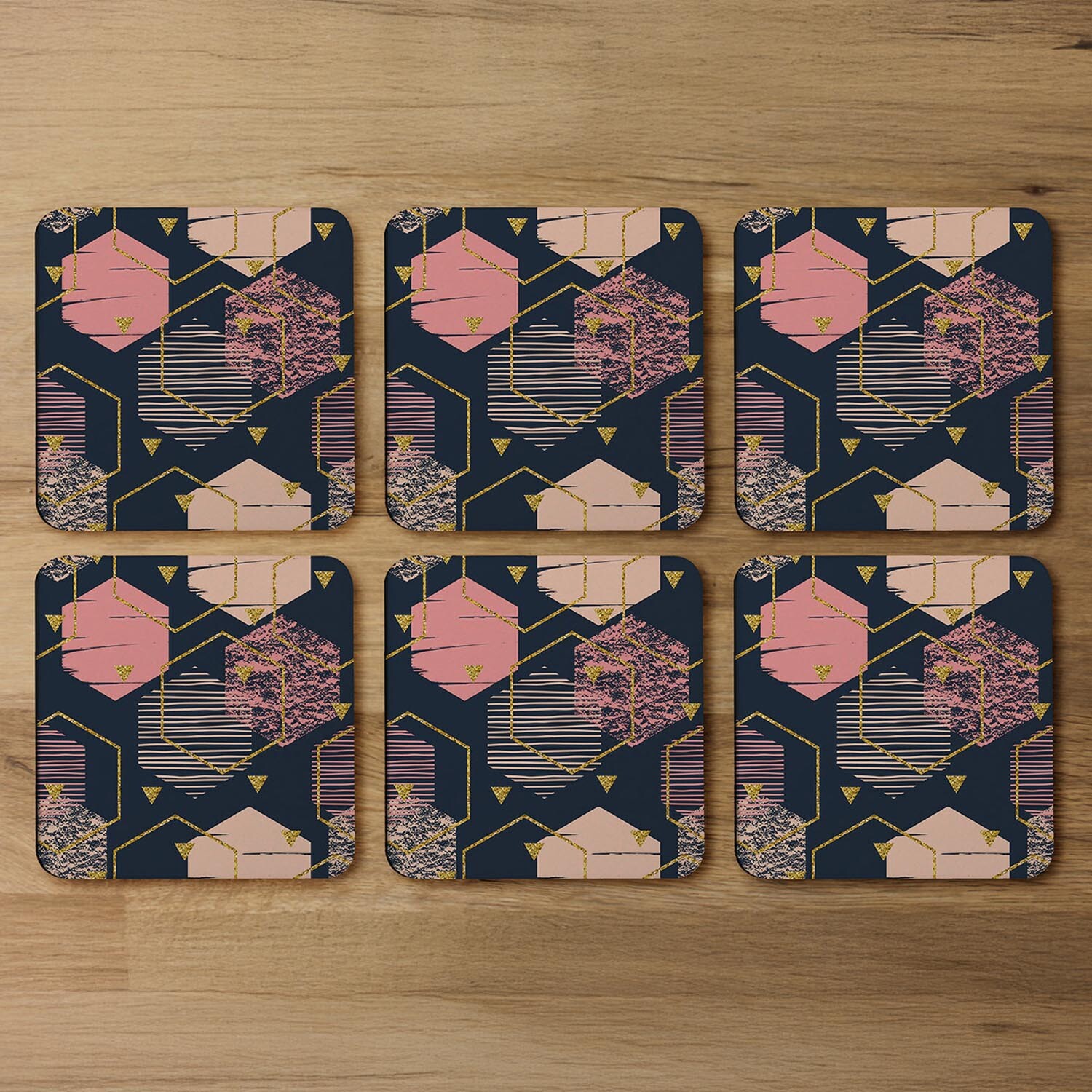 Image of Hexagons Coaster - Orange
