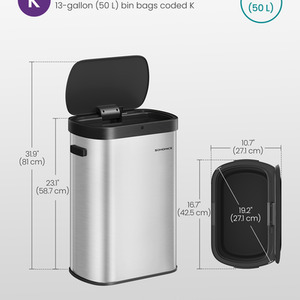 Motion Sensor Kitchen Bin, 13-Gallon (50 L) Automatic Rubbish Bin