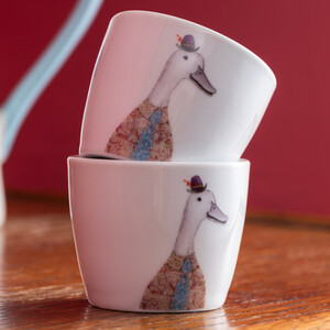 Mikasa Tipperleyhill 2pc Porcelain Egg Cup Set with Duck print, Gift Boxed 5cm