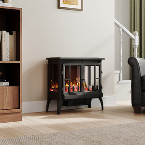 Freestanding Electric Fireplace Heater with Adjustable Flame Brightness