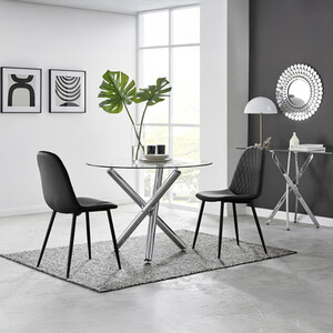 Selina Round Dining Table With Two Corona Black Leg Chairs