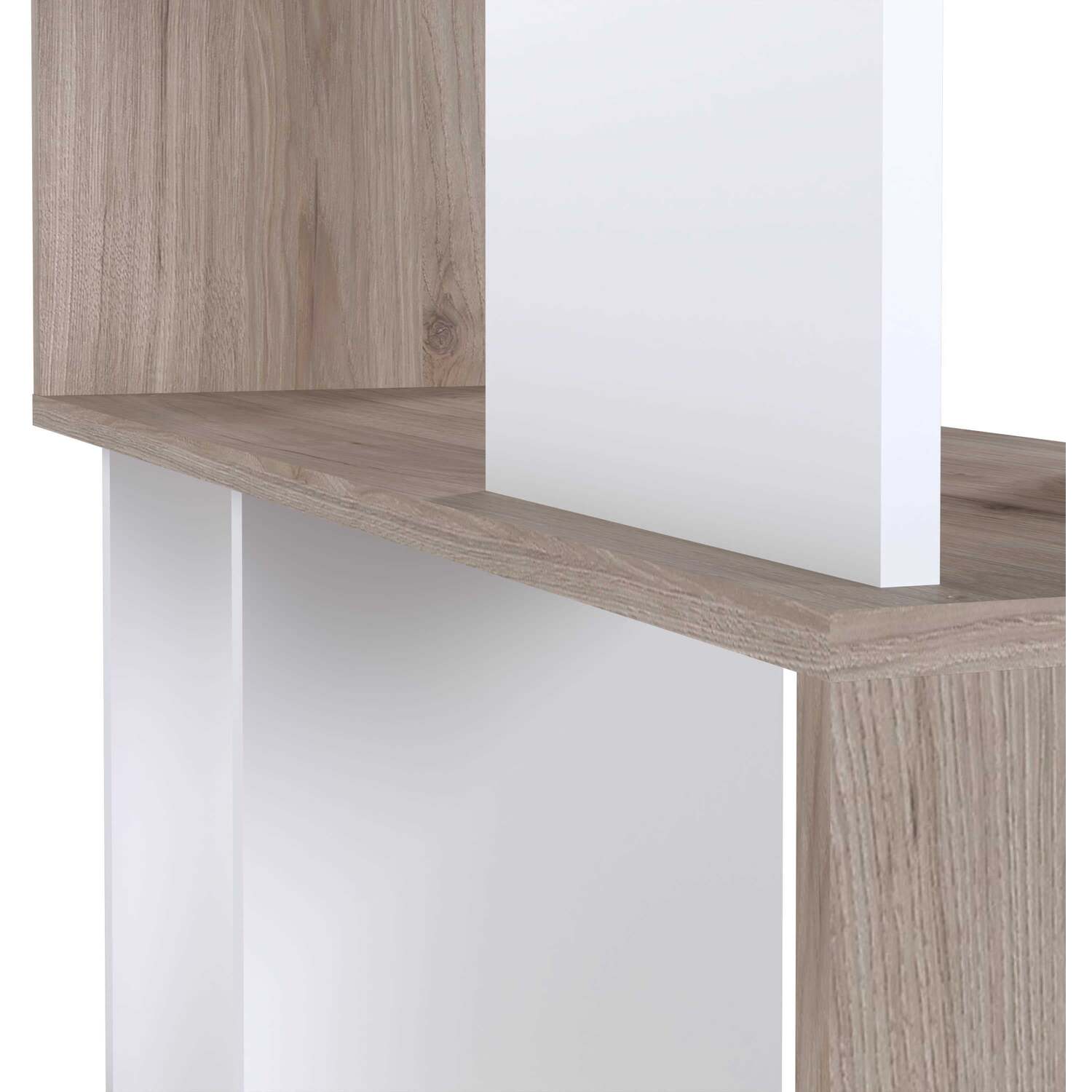 Wyld Haus Taichung 5-Shelf Hickory Effect and White Bookcase - Natural and White