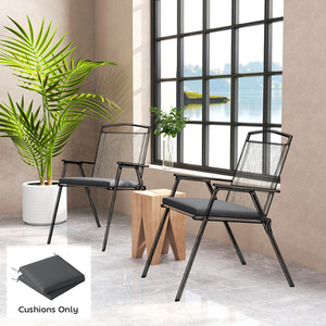 Outsunny 2Pcs Garden Chair Cushions, Waterproof Seat Pads, Dark Grey
