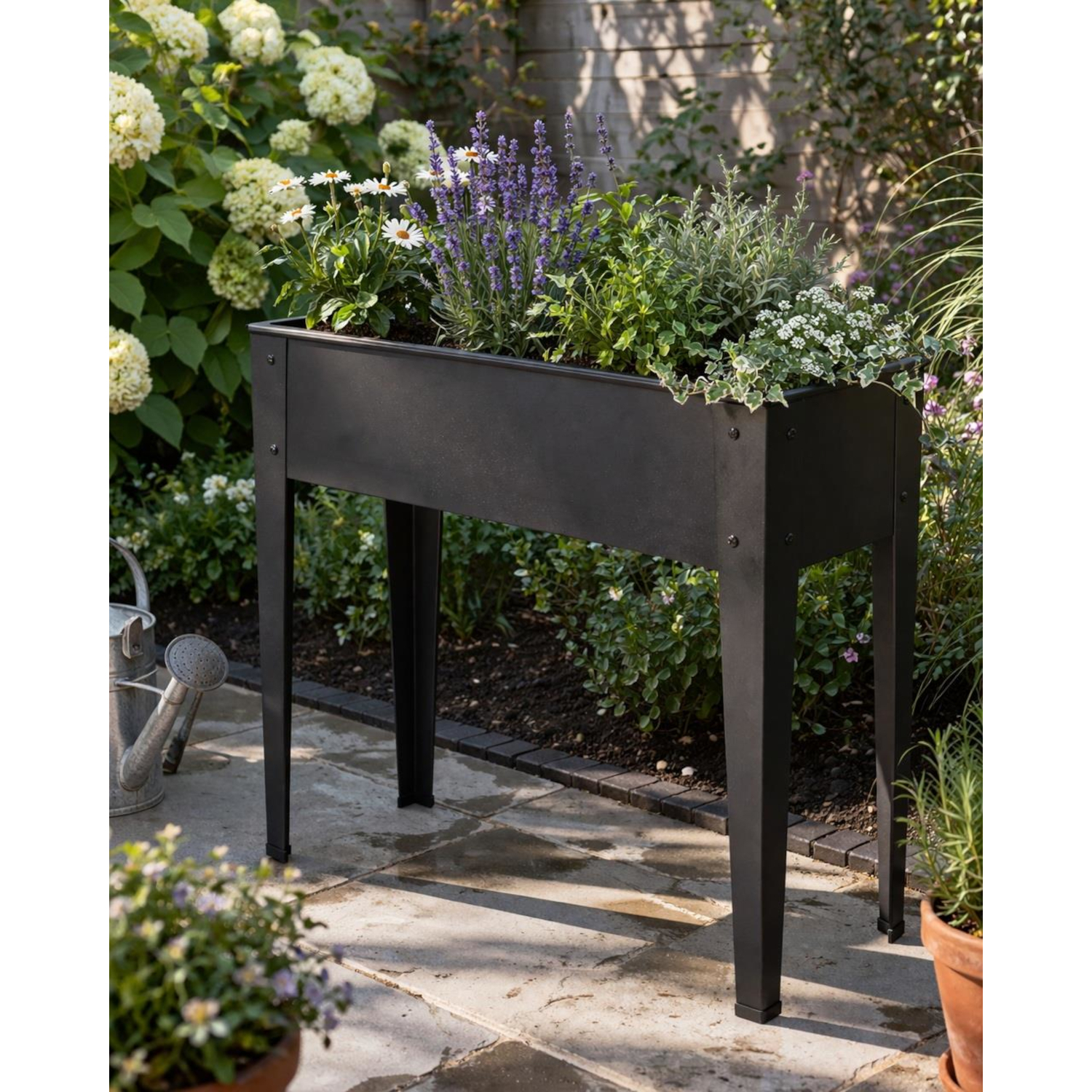 Metal Raised Garden Bed 75cm Tall Steel Planter Box Patio Balcony Herb Veg Grey - Image 3