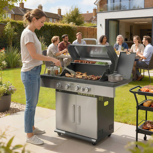 Outsunny 4 plus 1 Burner Gas BBQ Grill, Gas Barbecue Grill