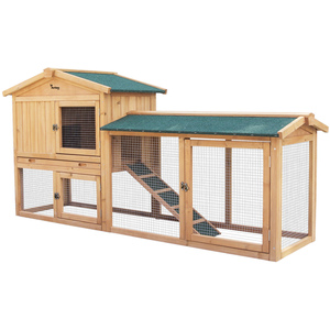 Actiaspet Extra Large Wooden Triangle Rabbit Hutch with Waterproof Cover