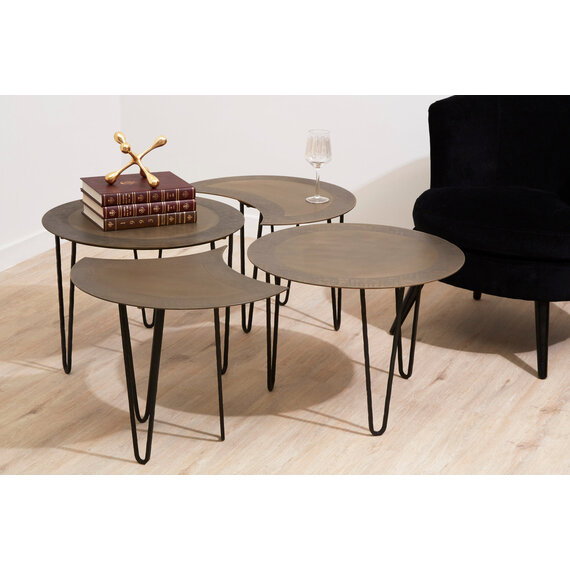Rany Antique Brass Finish Set Of 4 Coffee Table