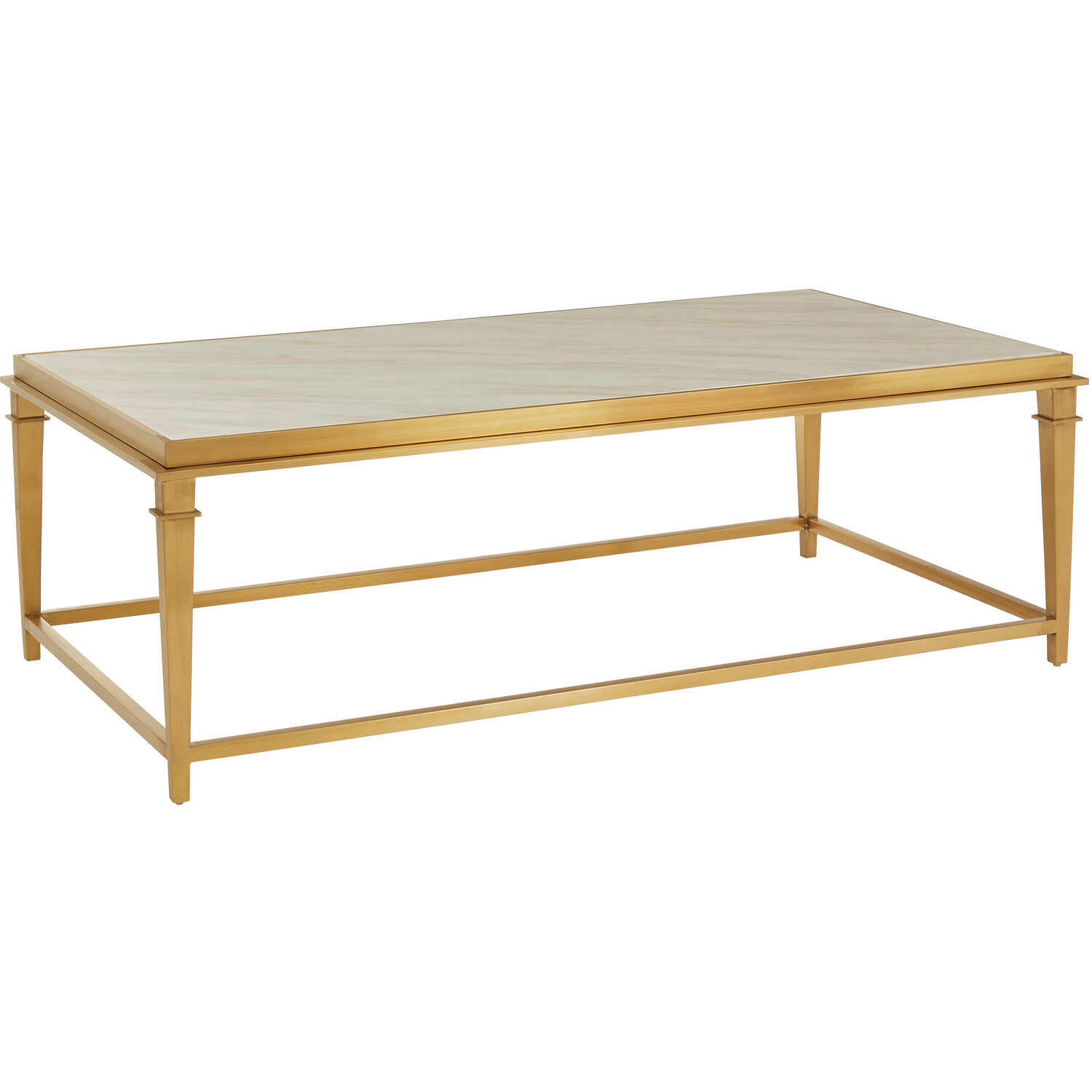 Alvaro Rectangular Coffee Table With White Marble Top - Gold