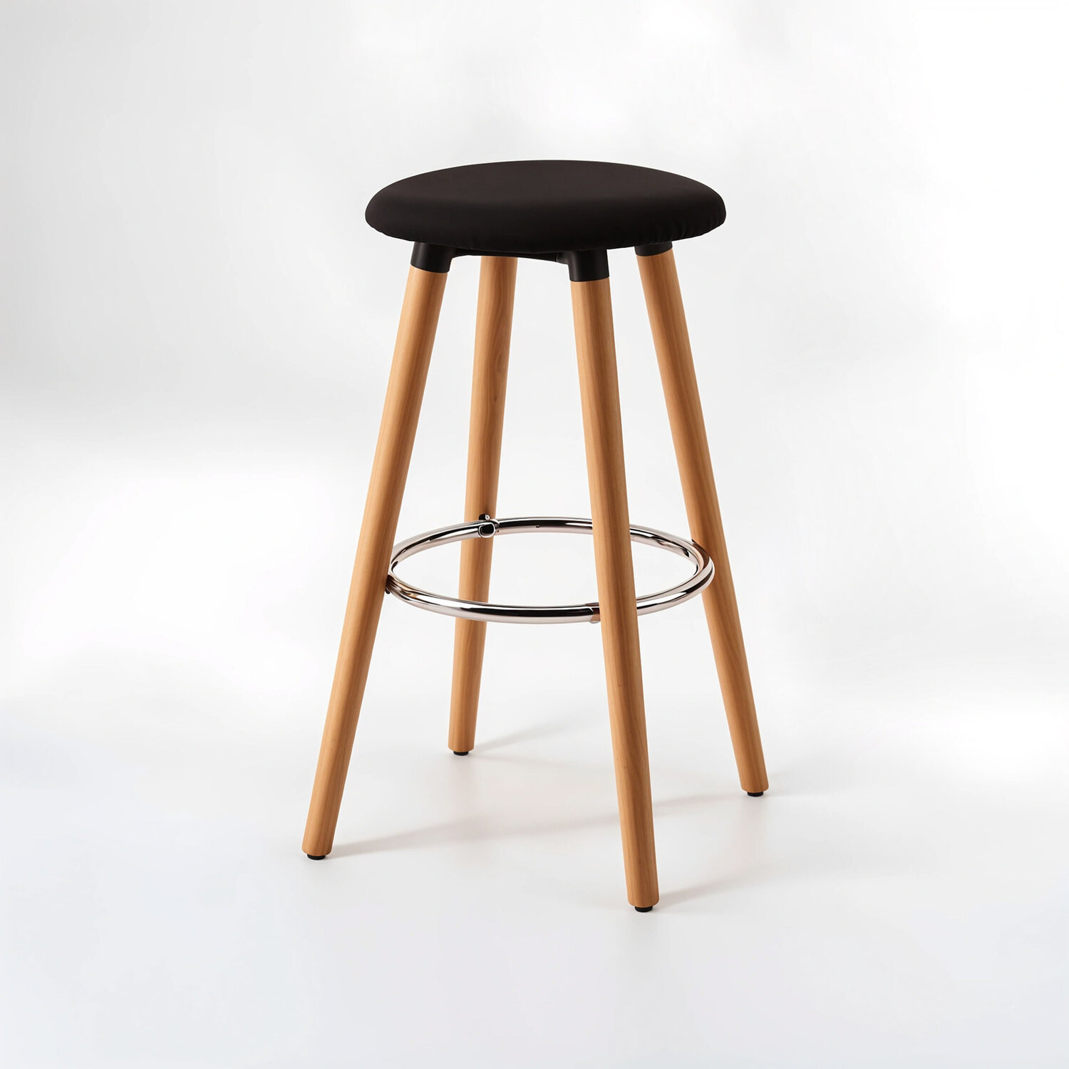 Stockholm Black Round Bar Stool - Black